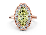 Rose gold Fancy Yellow Marquise  Halo Cluster Diamond Engagement Ring with Solitaire Band and Prong Setting_46
