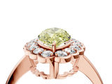 Rose gold Fancy Yellow Marquise  Halo Cluster Diamond Engagement Ring with Solitaire Band and Prong Setting_50