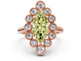 Rose gold Fancy Yellow Marquise  Halo Diamond Cluster Engagement Ring with Milgrain Bezel Setting and Solitaire Band_26