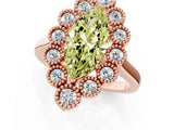 Rose gold Fancy Yellow Marquise  Halo Diamond Cluster Engagement Ring with Milgrain Bezel Setting and Solitaire Band_27