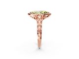 Rose gold Fancy Yellow Marquise  Halo Diamond Engagement Ring with Intricate Filigree Band and Four-Prong Setting_19