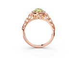 Rose gold Fancy Yellow Marquise  Halo Diamond Engagement Ring with Intricate Filigree Band and Four-Prong Setting_20