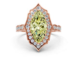 Rose gold Fancy Yellow Marquise  Halo Diamond Engagement Ring with Milgrain Band and Four-Prong Setting_17
