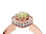 Rose gold Fancy Yellow Marquise  Halo Diamond Engagement Ring with Milgrain Pave Band and Four-Prong Setting_163