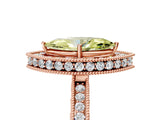 Rose gold Fancy Yellow Marquise  Halo Diamond Engagement Ring with Milgrain Pave Band and Four-Prong Setting_164