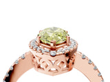 Rose gold Fancy Yellow Marquise  Halo Diamond Engagement Ring with Pavé Band and Four-Prong Setting_151