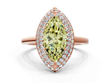 Rose gold Fancy Yellow Marquise  Halo Diamond Engagement Ring with Solitaire Band and Four-Prong Setting
