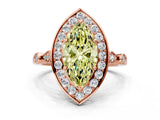 Rose gold Fancy Yellow Marquise  Halo Diamond Engagement Ring with Twisted Band and Four-Prong Setting 2