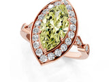 Rose gold Fancy Yellow Marquise  Halo Diamond Engagement Ring with Twisted Band and Four-Prong Setting 3