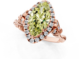 Rose gold Fancy Yellow Marquise  Halo Diamond Engagement Ring with Vintage-Inspired Band and Four-Prong Setting_4