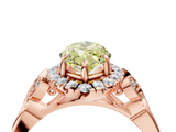 Rose gold Fancy Yellow Marquise  Halo Diamond Engagement Ring with Vintage-Inspired Band and Four-Prong Setting_7