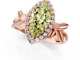 Rose gold Fancy Yellow Marquise  Halo Diamond Floral Band with Four-Prong Setting_36