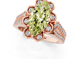 Rose gold Fancy Yellow Marquise  Halo Diamond Floral Split Shank Engagement Ring 3