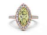 Rose gold Fancy Yellow Marquise  Halo Diamond Pavé Solitaire Ring_39