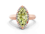 Rose gold Fancy Yellow Marquise  Halo Diamond Ring with Cathedral Band and Four-Prong Setting_34