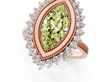 Rose gold Fancy Yellow Marquise  Halo Diamond Ring with Milgrain Edge and Round Prong Setting_48