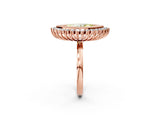 Rose gold Fancy Yellow Marquise  Halo Diamond Ring with Milgrain Edge and Round Prong Setting_49
