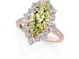 Rose gold Fancy Yellow Marquise  Halo Diamond Ring with Pavé Band and Prong Setting_17
