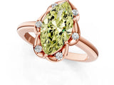Rose gold Fancy Yellow Marquise  Halo Diamond Ring with Round Cluster Setting, Solitaire Band, and Four-Prong Setting_30