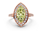 Rose gold Fancy Yellow Marquise  Halo Diamond Ring with Split Shank and Four-Prong Setting