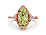 Rose gold Fancy Yellow Marquise  Halo Diamond Ring with Tapered Band and Four-Prong Setting_3