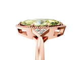 Rose gold Fancy Yellow Marquise  Halo Diamond Ring with Tapered Band and Four-Prong Setting_8