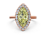 Rose gold Fancy Yellow Marquise  Halo Diamond Solitaire with Pavé Band and Four-Prong Setting