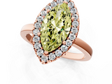 Rose gold Fancy Yellow Marquise  Halo Diamond Solitaire with Pavé Band and Four-Prong Setting_1