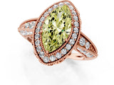 Rose gold Fancy Yellow Marquise  Halo Diamond Split Shank Ring with Milgrain Detail_30