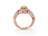 Rose gold Fancy Yellow Marquise  Halo Diamond Split Shank Ring with Milgrain Detail_32