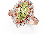 Rose gold Fancy Yellow Marquise  Halo Milgrain Pave Diamond Ring with Four-Prong Setting 1