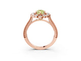 Rose gold Fancy Yellow Marquise  Halo Milgrain Pave Diamond Ring with Four-Prong Setting 3