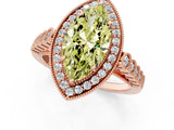 Rose gold Fancy Yellow Marquise  Halo Milgrain Solitaire with Bezel Set Side Stones and Pave Band_34