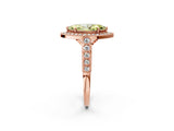Rose gold Fancy Yellow Marquise  Halo Milgrain Solitaire with Bezel Set Side Stones and Pave Band_35