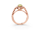 Rose gold Fancy Yellow Marquise  Halo Milgrain Solitaire with Bezel Set Side Stones and Pave Band_36
