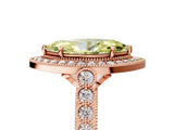 Rose gold Fancy Yellow Marquise  Halo Milgrain Solitaire with Bezel Set Side Stones and Pave Band_38