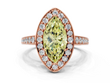 Rose gold Fancy Yellow Marquise  Halo Pavé Diamond Engagement Ring with Bezel Setting