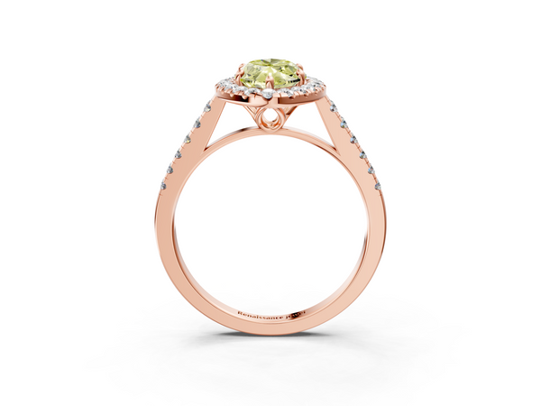 Rose gold Fancy Yellow Marquise  Halo Pavé Diamond Engagement Ring with Four-Prong Setting