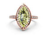 Rose gold Fancy Yellow Marquise  Halo Pave Band Solitaire Ring with Prong Setting_29