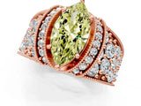 Rose gold Fancy Yellow Marquise  Halo Pave Diamond Engagement Ring with Milgrain Detailing_30