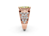Rose gold Fancy Yellow Marquise  Halo Pave Diamond Engagement Ring with Milgrain Detailing_31