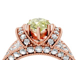 Rose gold Fancy Yellow Marquise  Halo Pave Diamond Engagement Ring with Milgrain Detailing_33