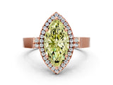 Rose gold Fancy Yellow Marquise  Halo Pave Split Shank Prong Setting Ring_26