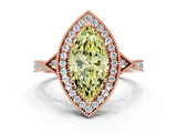 Rose gold Fancy Yellow Marquise  Halo Round Diamond Milgrain Pave Engagement Ring_3