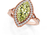 Rose gold Fancy Yellow Marquise  Halo Round Diamond Milgrain Pave Engagement Ring_4