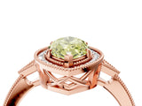 Rose gold Fancy Yellow Marquise  Halo Round Diamond Milgrain Pave Engagement Ring_7