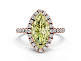 Rose gold Fancy Yellow Marquise  Halo Round Diamond Pavé Band Four-Prong Ring_3