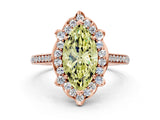 Rose gold Fancy Yellow Marquise  Halo Round Diamond Pave Band with Four-Prong Setting_38