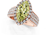 Rose gold Fancy Yellow Marquise  Halo Round Diamond Pave Band with Prong Setting 1