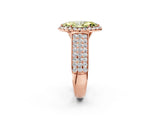 Rose gold Fancy Yellow Marquise  Halo Round Diamond Pave Band with Prong Setting 2